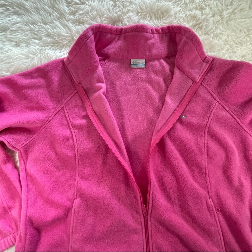 Columbia Women's Bright Pink Fleece Jacket - Breast Cancer Awareness - size 2X🎗️ - Picture 8 of 10